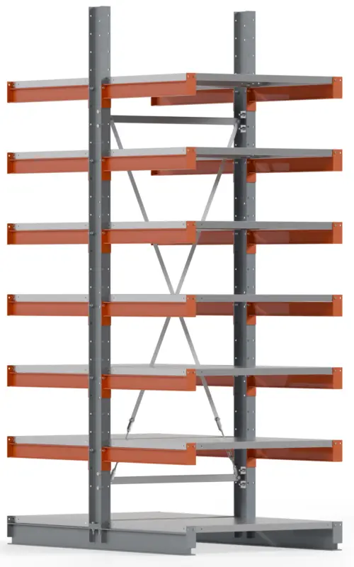 Regalwerk KARL BASIC 1350 Kragarmregal Stahlboden doppelseitig Grundfeld 3000 x 1000 x 1600 mm Finale Aktion