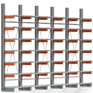 Zertifiziert Regalwerk KARL BASIC 2250 Kragarmregal Stahlboden einseitig Komplettset 3000 x 5000 x 400 mm