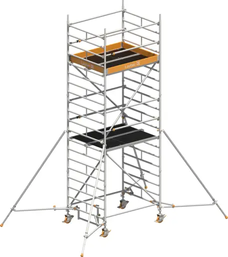 Fahrgerüst Layher Uni Kompakt P2 1415024 mit Stützen und Telegeländer - Arbeitshöhe 6,20 m Begrenztes Angebot