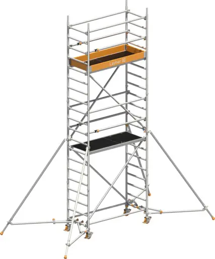 Bestpreis Rollgerüst Layher Uni Leicht P2 1413224 mit Stützen und Telegeländer - Arbeitshöhe 6,10 m