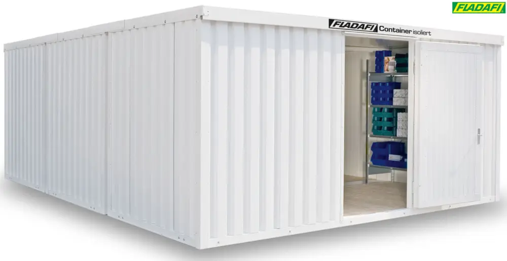 FLADAFI Thermocontainer Kombination 5080 x 6520 x 2405 mm mit Holzboden - 2-flügelige Tür breit auf Preisreduziert