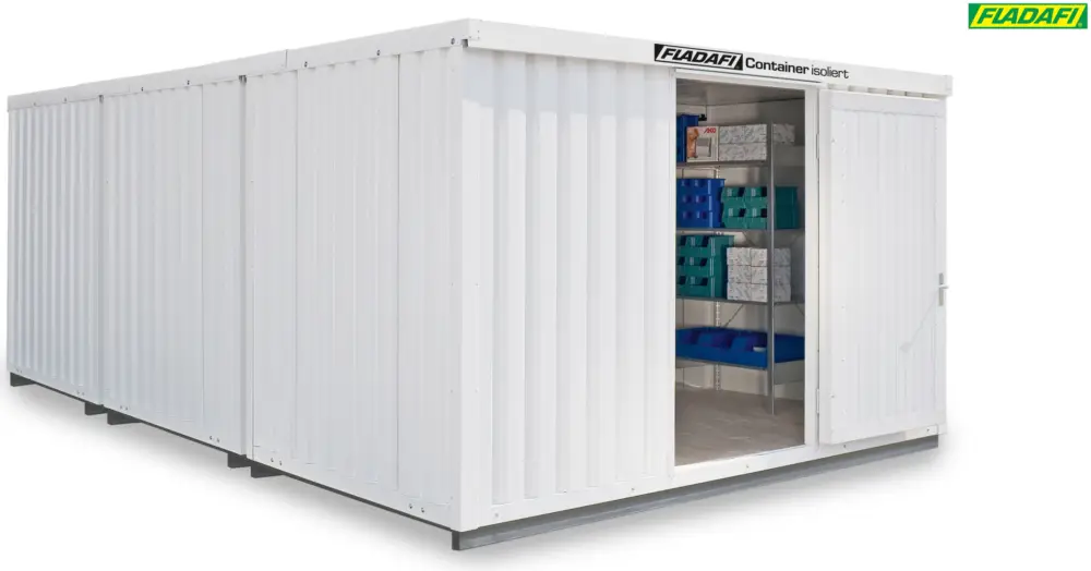 Top-Seller FLADAFI Thermocontainer Kombination 4050 x 6520 x 2465 mm mit isoliertem Boden - 1-flügelige und 2-f