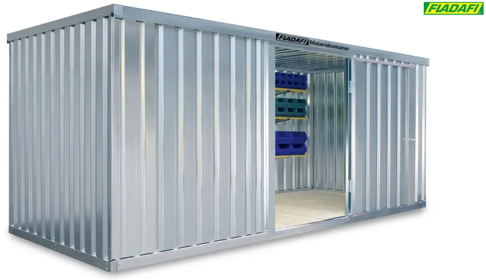FLADAFI Materialcontainer 5080 x 2170 x 2150 mm mit Holzboden - 2-flügelige Tür auf 2 m Seite Kracherpreis