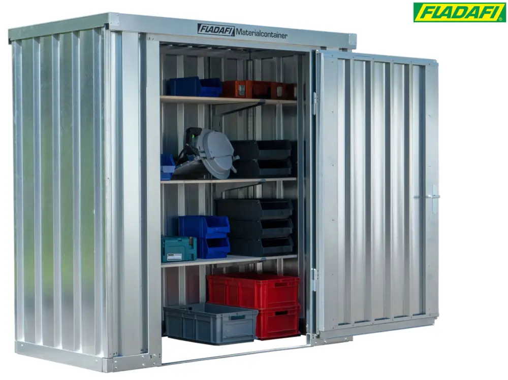 FLADAFI Materialcontainer 2100 x 1140 x 2150 mm ohne Boden - 1-flügelige Tür auf 2 m Seite Sichere Zahlung