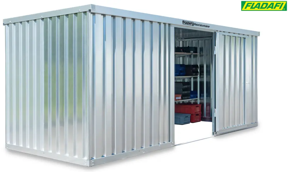 FLADAFI Materialcontainer 5080 x 2170 x 2150 mm ohne Boden - 2-flügelige Tür auf 5 m Seite Sonderangebot