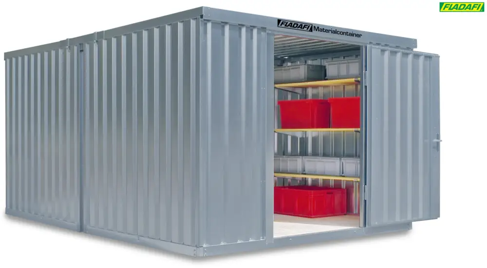 FLADAFI Materialcontainer Kombination 3050 x 4340 x 2150 mm mit Holzboden - 1-flügelige und 2-flügel Nur Für Kurze Zeit
