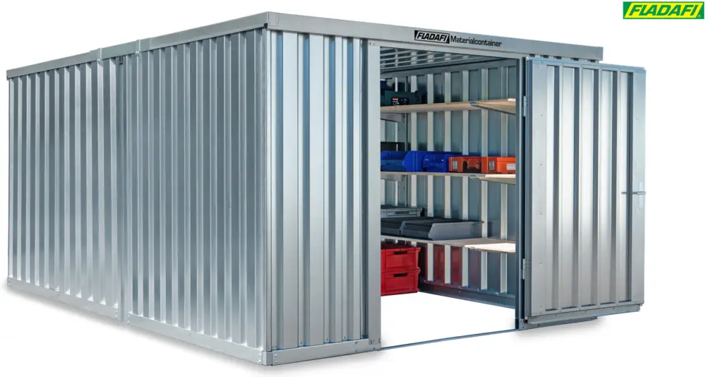 Sichere Zahlung FLADAFI Materialcontainer Kombination 3050 x 4340 x 2150 mm ohne Holzboden - 2-flügelige Tür breit a
