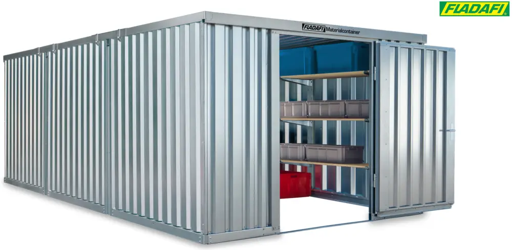 FLADAFI Materialcontainer Kombination 3050 x 6520 x 2150 mm ohne Holzboden - 1-flügelige Tür auf 3 m Preisreduziert