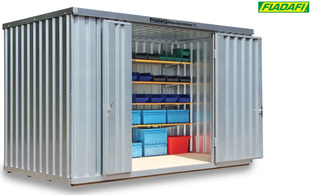 FLADAFI Materialcontainer 4050 x 2170 x 2532 mm mit Holzboden - 2-flügelige Tür auf 2 m Seite Jetzt Bestellen