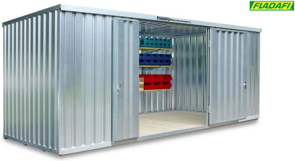 FLADAFI Materialcontainer 6020 x 2170 x 2532 mm mit Holzboden - 2-flügelige Tür auf 2 m Seite Expressversand