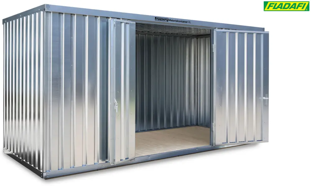 Billig FLADAFI Materialcontainer 5080 x 2170 x 2532 mm mit Holzboden - 2-flügelige Tür auf 2 m Seite