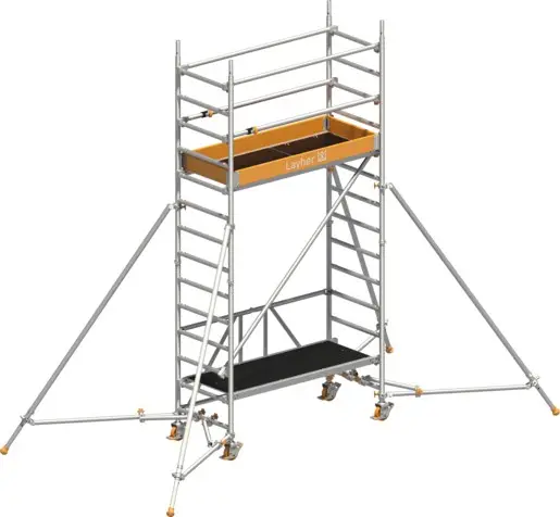 Rollgerüst Layher Zifa P2 hawego 1416233 mit Stützen und Telegeländer - Arbeitshöhe 4,66 m Preiswert