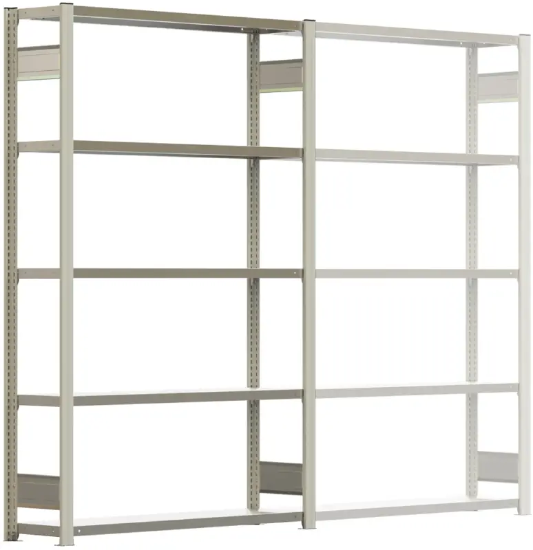 Preiswert Regalwerk BERT Lagerregal 150 5 Grundfeld 2000 x 1285 x 300 mm - RAL 7035