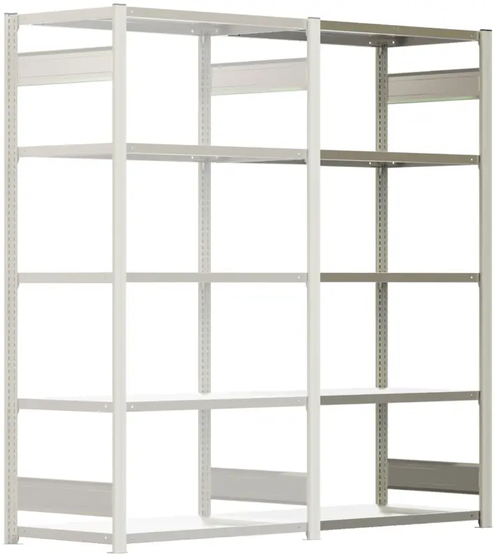 Regalwerk BERT Lagerregal 150 5 Anbaufeld 2000 x 1285 x 600 mm - RAL 7035 Abverkauf