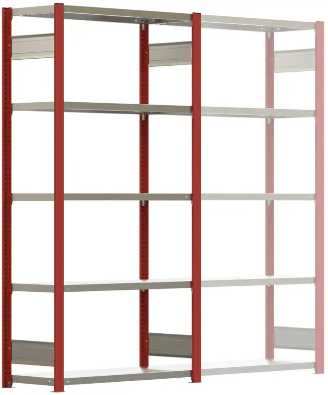 Regalwerk BERT Lagerregal 250 5 Grundfeld 2000 x 1005 x 400 mm - RAL 3000 Begrenztes Angebot