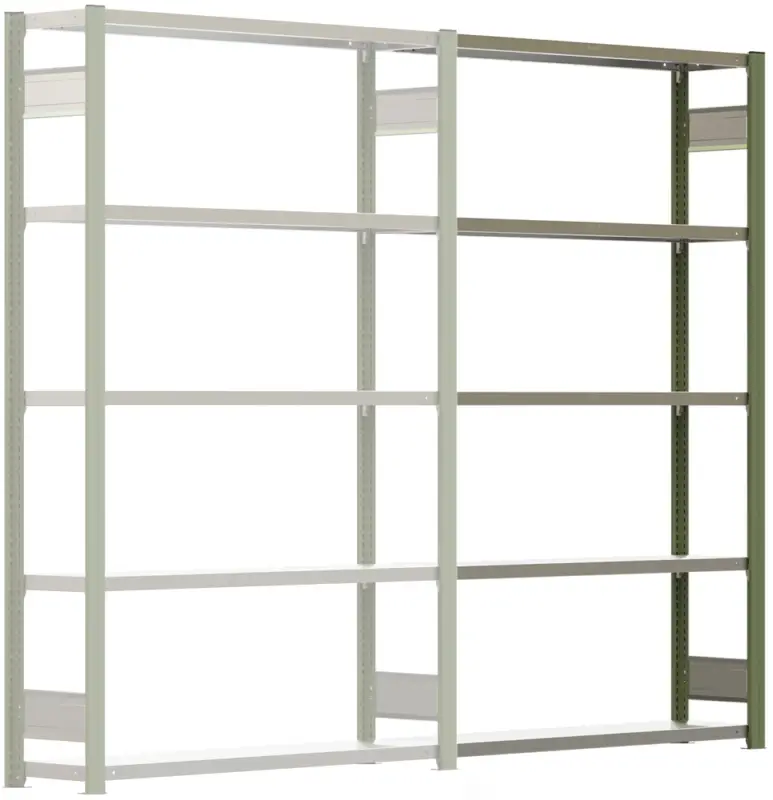 Regalwerk BERT Lagerregal 250 5 Anbaufeld 2000 x 1285 x 300 mm - RAL 6011 Online Kaufen