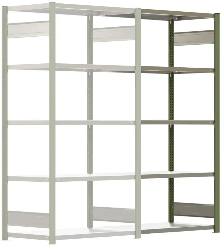 Zertifiziert Regalwerk BERT Lagerregal 250 5 Anbaufeld 2000 x 1285 x 600 mm - RAL 6011