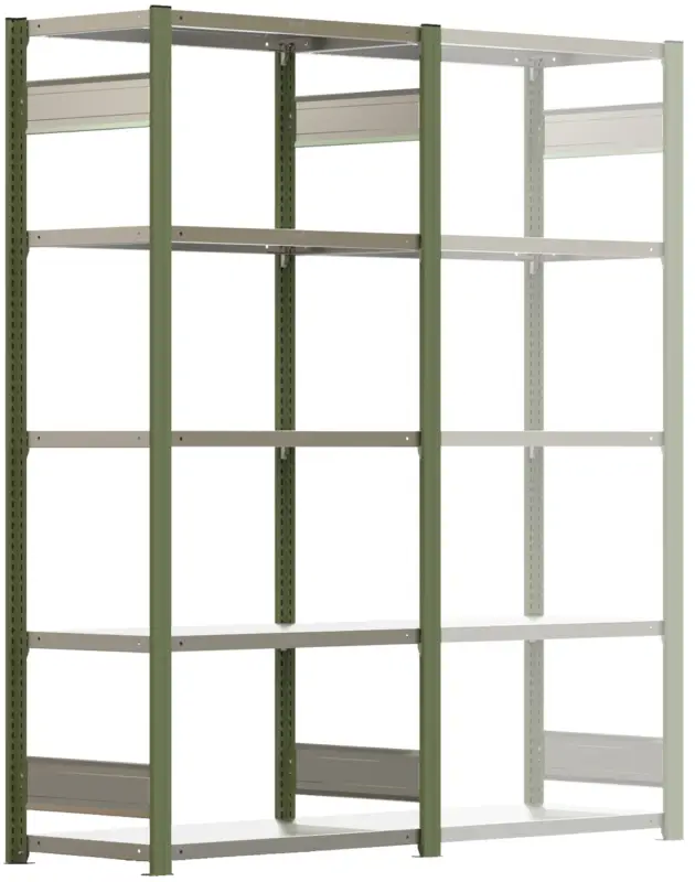 Regalwerk BERT Schwerlastregal 350 5 Grundfeld 2000 x 875 x 500 mm - RAL 6011 Wochenendangebot