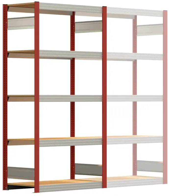 Regalwerk BERT Großfachregal 250 5 Grundfeld 2000 x 1005 x 500 mm - RAL 3000 Billig