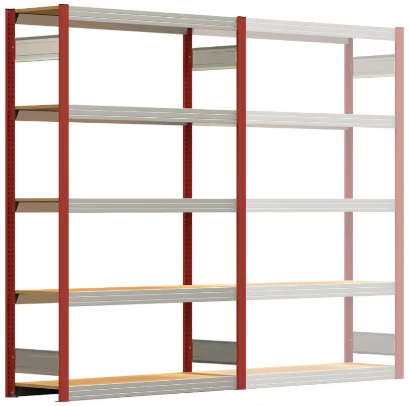 Regalwerk BERT Großfachregal 250 5 Grundfeld 2000 x 1285 x 400 mm - RAL 3000 Knallerangebot