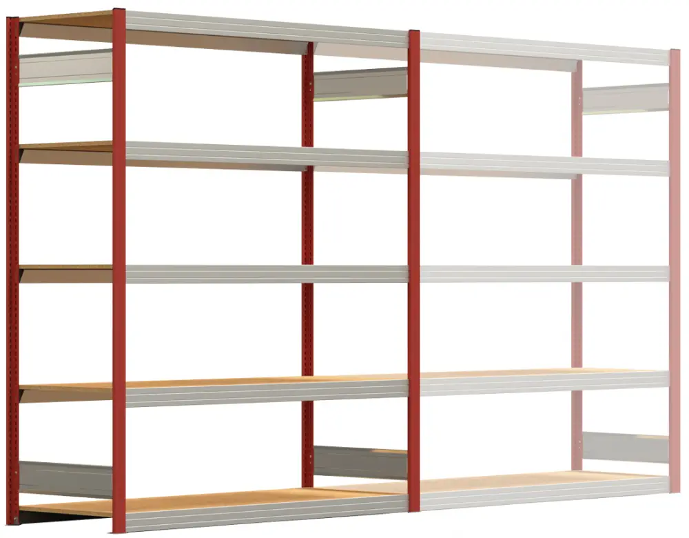 Preiswert Regalwerk BERT Großfachregal 250 5 Grundfeld 2000 x 1695 x 600 mm - RAL 3000