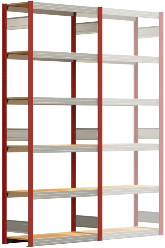 Regalwerk BERT Großfachregal 250 6 Grundfeld 2500 x 1005 x 400 mm - RAL 3000 Neuheit
