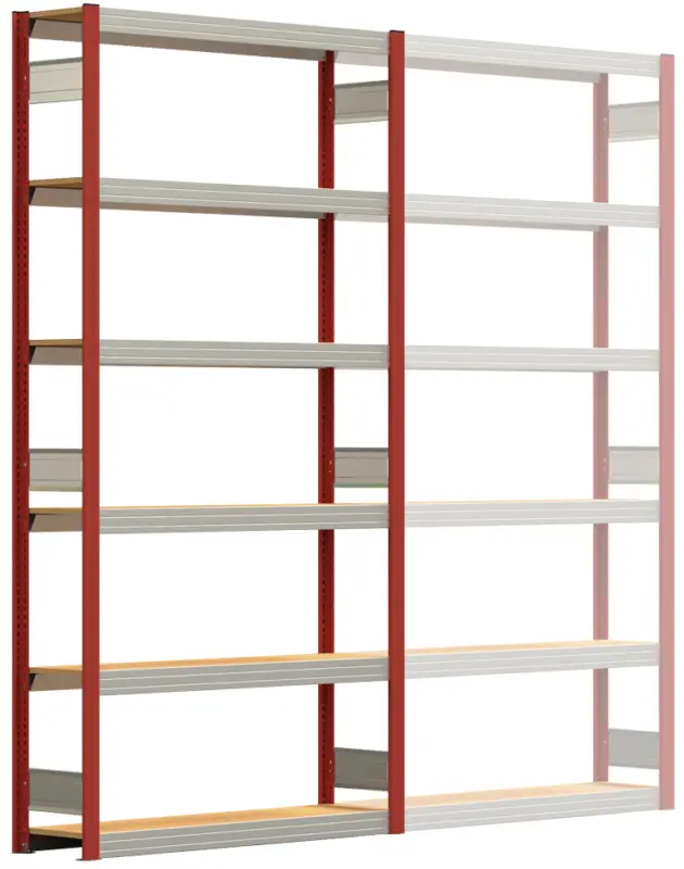 Expressversand Regalwerk BERT Großfachregal 250 6 Grundfeld 2500 x 1285 x 300 mm - RAL 3000