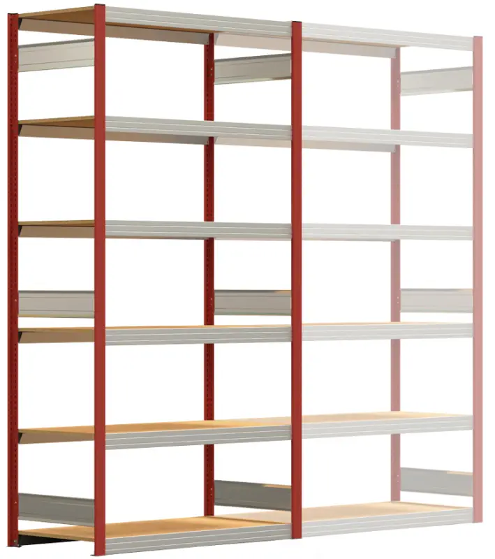 Regalwerk BERT Großfachregal 250 6 Grundfeld 2500 x 1285 x 600 mm - RAL 3000 Ausverkauf