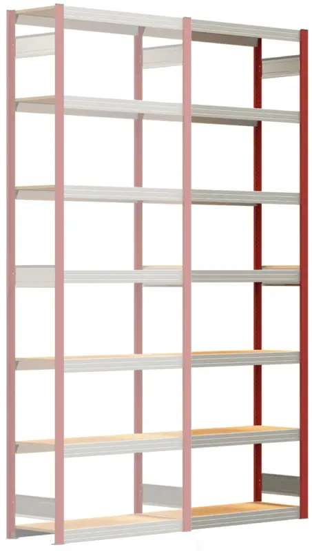 Regalwerk BERT Großfachregal 250 7 Anbaufeld 3000 x 1005 x 400 mm - RAL 3000 Geprüft