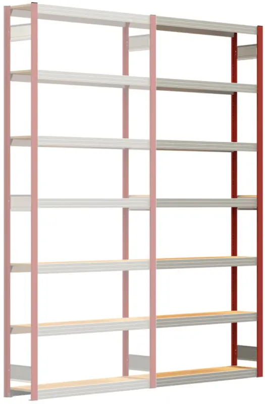 Saisonangebot Regalwerk BERT Großfachregal 250 7 Anbaufeld 3000 x 1285 x 300 mm - RAL 3000