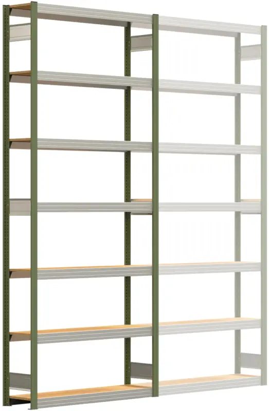 Markenware Regalwerk BERT Großfachregal 250 7 Grundfeld 3000 x 1285 x 300 mm - RAL 6011