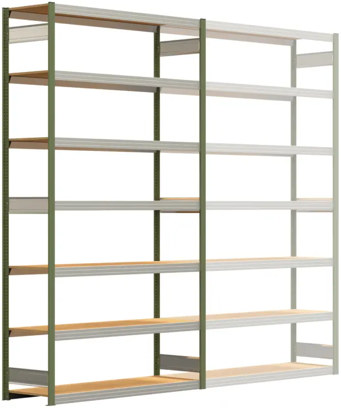Markenware Regalwerk BERT Großfachregal 250 7 Grundfeld 3000 x 1695 x 500 mm - RAL 6011