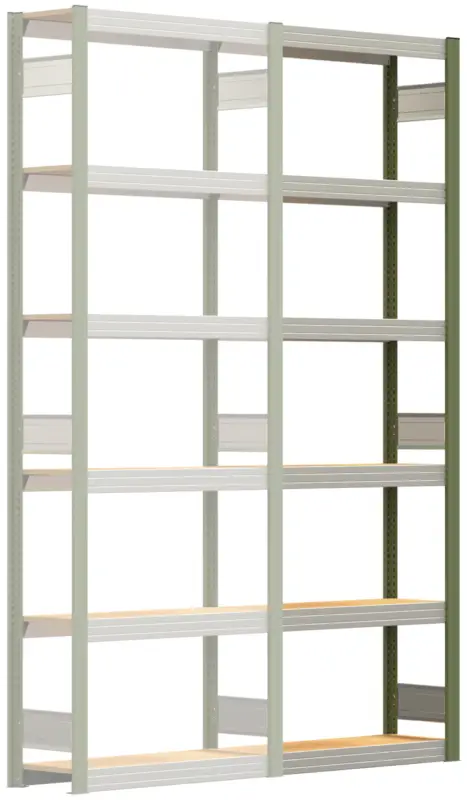 Regalwerk BERT Großfachregal 250 6 Anbaufeld 2500 x 875 x 300 mm - RAL 6011 Versand Am Gleichen Tag