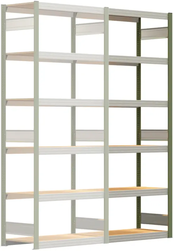 Regalwerk BERT Großfachregal 250 6 Anbaufeld 2500 x 1005 x 500 mm - RAL 6011 Nur Heute