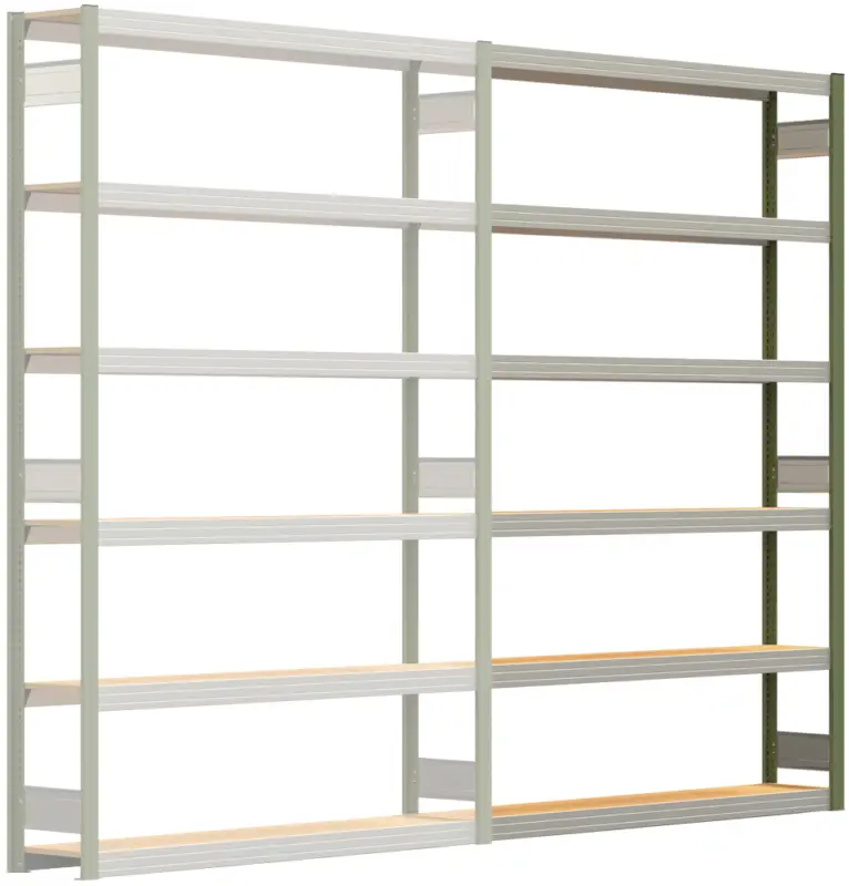 Regalwerk BERT Großfachregal 250 6 Anbaufeld 2500 x 1695 x 300 mm - RAL 6011 Günstig