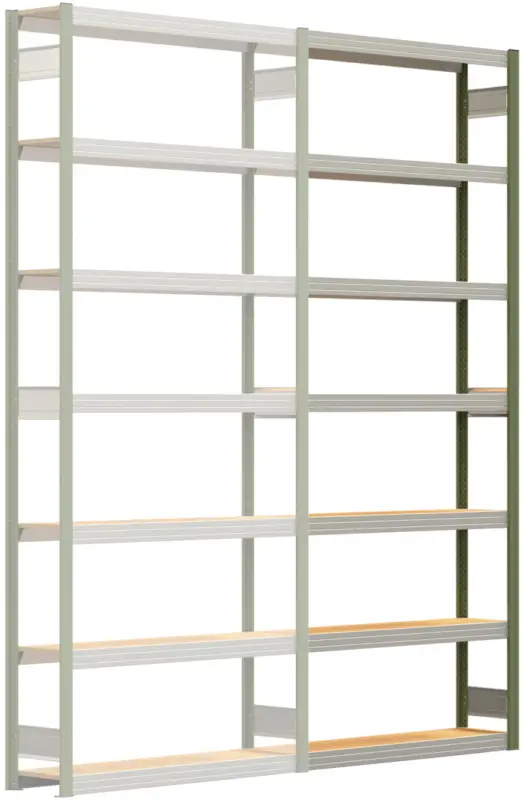 Must-Have Regalwerk BERT Großfachregal 250 7 Anbaufeld 3000 x 1285 x 300 mm - RAL 6011