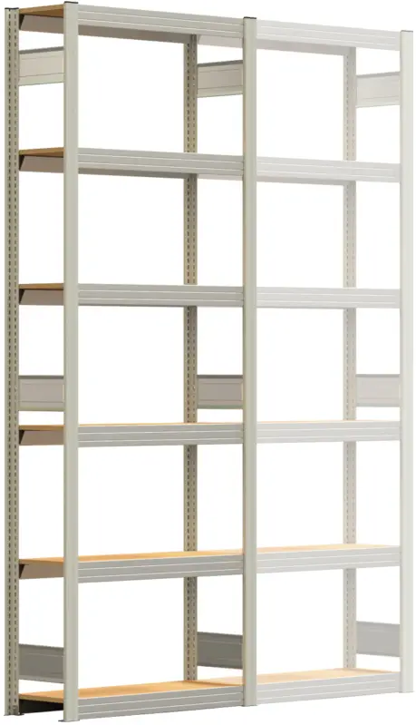 Regalwerk BERT Großfachregal 250 6 Grundfeld 2500 x 875 x 300 mm - RAL 7035 Abverkauf