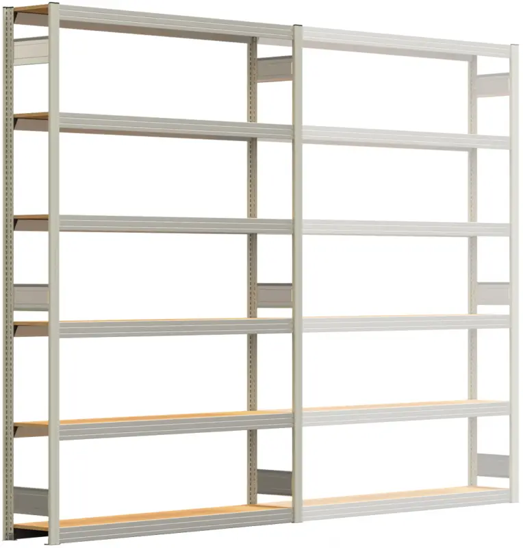 Regalwerk BERT Großfachregal 250 6 Grundfeld 2500 x 1695 x 300 mm - RAL 7035 Knallerangebot