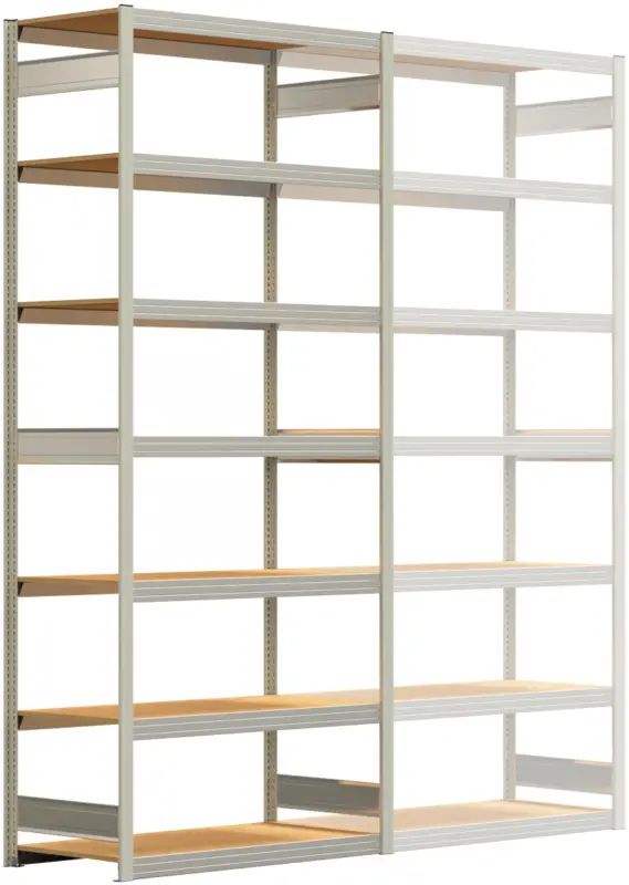 Regalwerk BERT Großfachregal 250 7 Grundfeld 3000 x 1285 x 600 mm - RAL 7035 Wochenendangebot