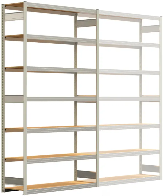 Regalwerk BERT Großfachregal 250 7 Grundfeld 3000 x 1695 x 500 mm - RAL 7035 Highlight