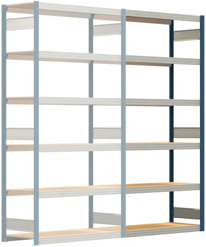 Regalwerk BERT Großfachregal 250 6 Anbaufeld 2500 x 1285 x 500 mm - RAL 5010 Abverkauf