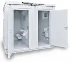 Saisonangebot FLADAFI Sanitärcontainer Damen Herren 3050 x 2170 x 2515 mm isoliert - 1-flügelige Tür auf 3 m Sei