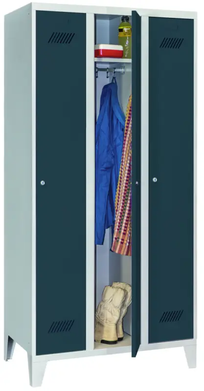 Nur Für Kurze Zeit Pavoy Spind mit Füßen 1850 x 900 x 500 mm - 3 Abteile mit Zylinderschloss - RAL 7035 7016