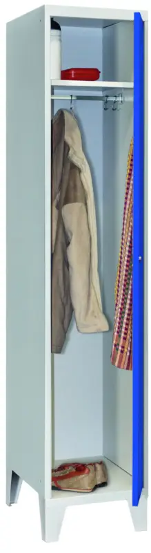 Pavoy Spind mit Füßen 1850 x 400 x 500 mm - 1 Abteil mit Zylinderschloss - RAL 7035 5010 Jetzt Kaufen