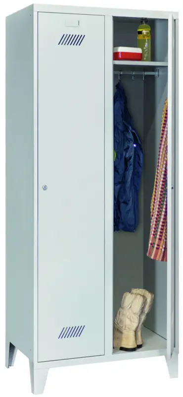 Billig Pavoy Spind mit Füßen 1850 x 800 x 500 mm - 2 Abteile mit Zylinderschloss - RAL 7035