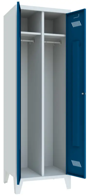 Preiswert Pavoy Spind mit Füßen 1850 x 600 x 500 mm - 1 Doppel-Abteil mit Drehriegel - RAL 7035 5010