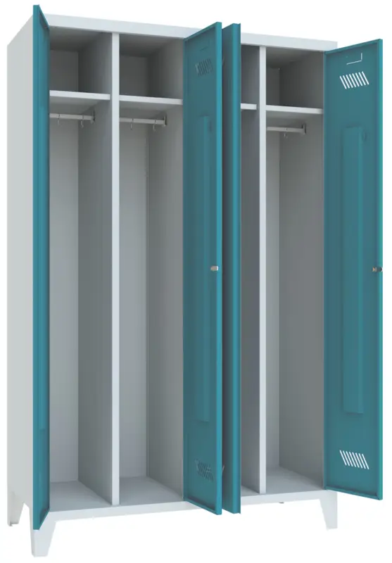 Top-Angebot Pavoy Spind mit Füßen 1850 x 1170 x 500 mm - 2 Doppel-Abteile mit Zylinderschloss - RAL 7035 5012