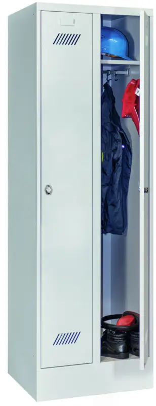 Heißes Angebot Pavoy Spind mit Sockel 1850 x 600 x 500 mm - 2 Abteile mit Drehriegel - RAL 7035