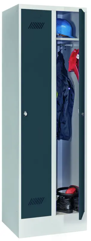 Pavoy Spind mit Sockel 1850 x 600 x 500 mm - 2 Abteile mit Drehriegel - RAL 7035 7016 Direktkauf