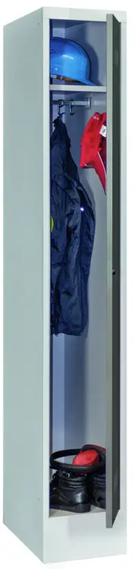 Pavoy Spind mit Sockel 1850 x 300 x 500 mm - 1 Abteil mit Zylinderschloss - RAL 7035 7016 Letzte Chance